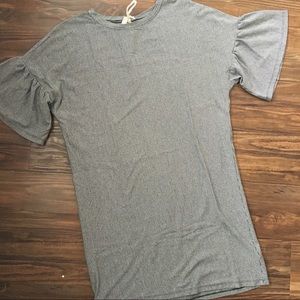 Ruffled Sleeve Striped Knit Dress